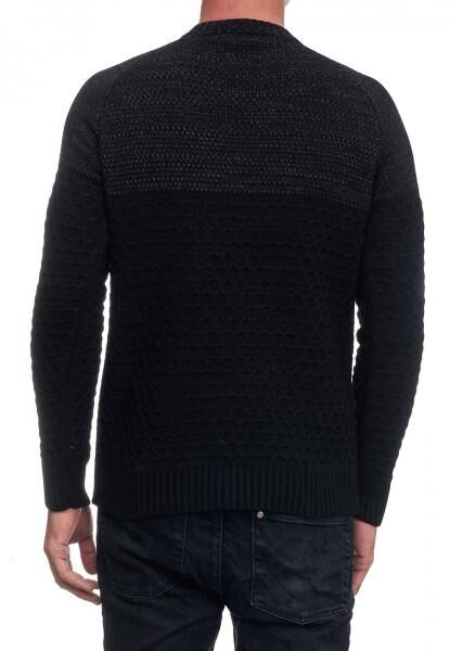 L&auml;ssiger Herren Strick-Pullover mit seitlichem Zipper und Struktur Rundhals-Sweater 13359 Schwarz