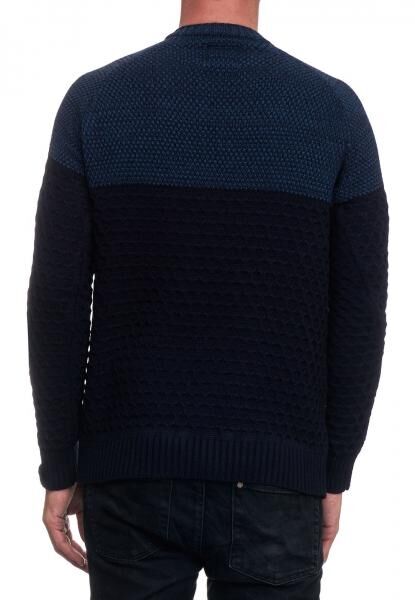 L&auml;ssiger Herren Strick-Pullover mit seitlichem Zipper und Struktur Rundhals-Sweater 13359 Marine