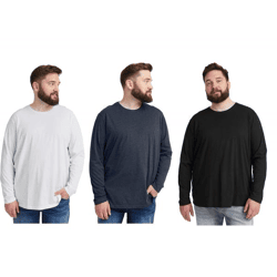 Classic SOLID SDBedon BT Men's Long-Sleeve Round-Neck Shirt, Plus Sizes 21300882 in White, Dark Blue, or Black