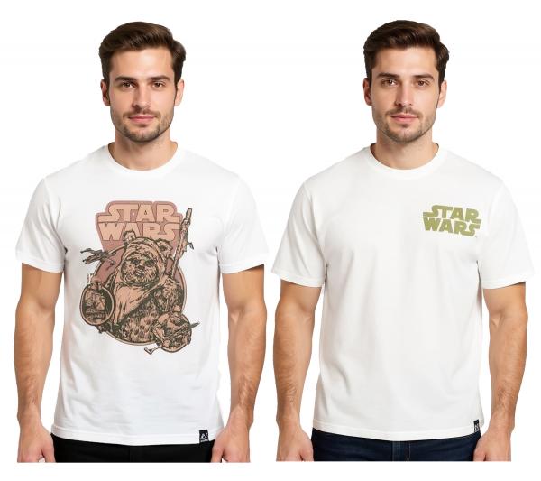 RE:COVERED X STAR WARS Herren T-Shirt mit Star Wars-Print Baumwoll-Shirt Kurzarm-Shirt RCDIF20 Ecru-Wei&szlig;