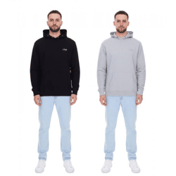 PLAYBOY Men's Cotton Long-Sleeve Hoodie in Black or Heather Gray