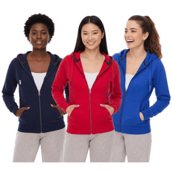 Elevate Arora Damen Sweat-Jacke mit Kapuze 300 g/m2 schlichte Baumwoll-Jacke Pullover Blau, Rot oder Dunkelblau