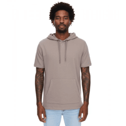 EIGHT2NINE Men's Hooded Sweatshirt, Short-Sleeve Cotton Hoodie, T-Shirt Hoodie, Summer Hoodie H10014L22462AEN 21300 Light Brown