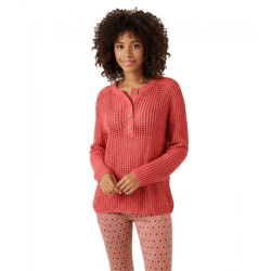 Aniston CASUAL Damen Strick-Pullover Grobstrick-Pullover mit Knopfleiste Langarm-Shirt 81819457 Rot