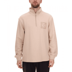 STONES Men's Zip-Up Sweater: Modern Troyer-Style Sweater with Stand-Up Collar, 400 gsm Cotton Sweater with Embroidered Logo, Oversized Fit At