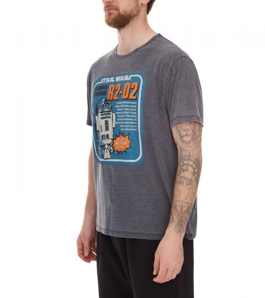RE:COVERED X STAR WARS Herren T-Shirt mit R2D2-Print Baumwoll-Shirt Kurzarm-Shirt AKSTW2229 Dunkel-Grau