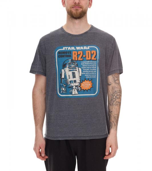 RE:COVERED X STAR WARS Herren T-Shirt mit R2D2-Print Baumwoll-Shirt Kurzarm-Shirt AKSTW2229 Dunkel-Grau