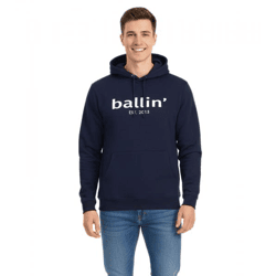 Ballin Est. 2013 Men's Hooded Sweatshirt—Sustainable Sweat Hoodie with Logo Lettering on the Front HO-H00050-NVY Navy