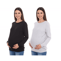 9-Month Maternity T-Shirt for Women, Simple Design, Maternity Fashion, Gray or Black