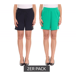 2er Pack AjC Damen Sommer-Shorts kurze Hose Mode-Bermuda 37358347 Grün/Schwarz