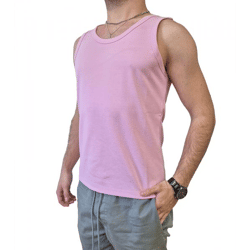 STONES Herren Tank Top Baumwoll-Shirt Rundhals-Top Achsel-Shirt Unterhemd Pink