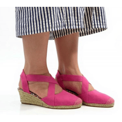 Citywalk Wedges Damen Keilabsatz-Sandalen mit Gummizug Espadrilles 11007623 Pink