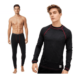 wärmende CINQUE Herren Thermo-Hose lange Unterhose oder langes Unterhemd Thermo-Shirt mit Baumwolle Schwarz/Rot