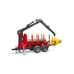 Bruder 02252 - Rückeanhänger mit Ladekran, 4 Baumstämmen und Holzgreifer