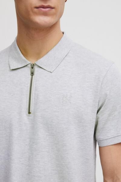 klassisches SOLID SDZakir Herren Poloshirt mit Rei&szlig;verschluss Shirt 21301022-ME-1541011 Grau