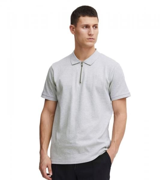 klassisches SOLID SDZakir Herren Poloshirt mit Rei&szlig;verschluss Shirt 21301022-ME-1541011 Grau