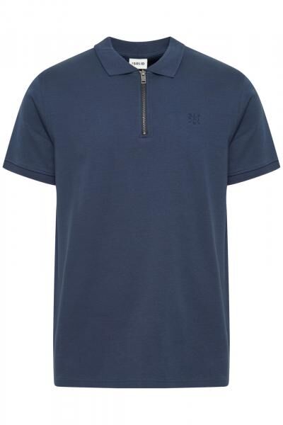 klassisches SOLID SDZakir Herren Poloshirt mit Rei&szlig;verschluss Shirt 21301022-ME-194010 Blau