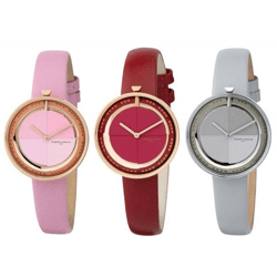 Pierre Cardin Women's Wristwatch, Modern Dial, Analog Quartz Watch with Leather Strap, 3ATM, 32mm, CMA.000, Pink, Red, or Gray