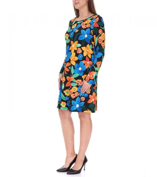 Aniston CASUAL Women's Summer Dress with Floral Print, Mini Dress, Long-Sleeve Dress 81651920 Black/Yellow/Blue