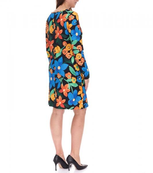 Aniston CASUAL Women's Summer Dress with Floral Print, Mini Dress, Long-Sleeve Dress 81651920 Black/Yellow/Blue