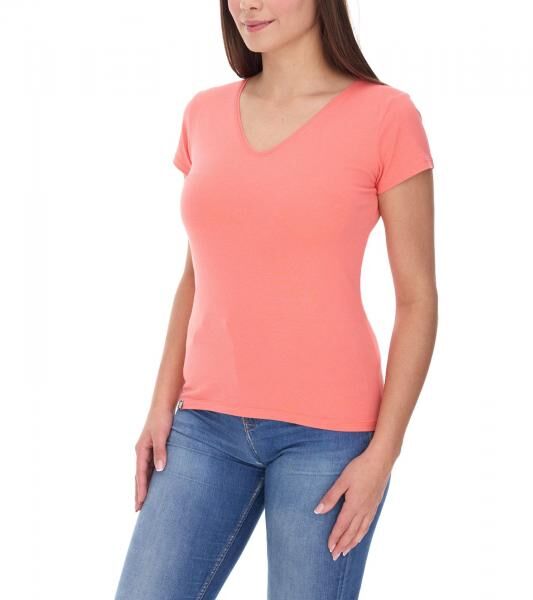 COURSE Women's V-neck T-shirt, Summer Shirt, Cotton Top, Casual Shirt 900779 Coral