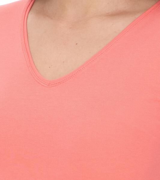 COURSE Women's V-neck T-shirt, Summer Shirt, Cotton Top, Casual Shirt 900779 Coral