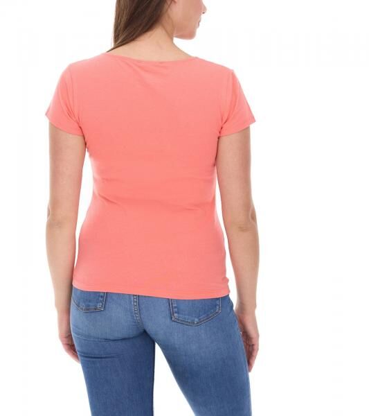 COURSE Women's V-neck T-shirt, Summer Shirt, Cotton Top, Casual Shirt 900779 Coral