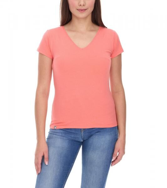 COURSE Women's V-neck T-shirt, Summer Shirt, Cotton Top, Casual Shirt 900779 Coral