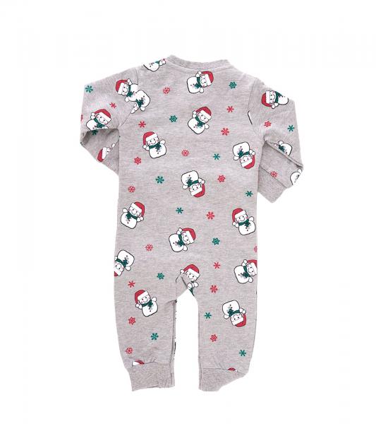 weihnachtlicher Kleinkinder Body f&uuml;r Babys mit Schneemann-Print Baumwoll-Einteiler mit gro&szlig;er Schleife Strampler 951686 Grau/Rot