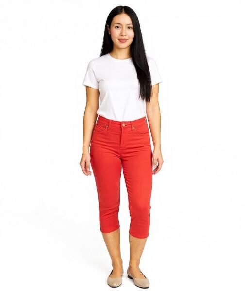 ARIZONA Damen Capri-Hose High-Waist Hose 3/4 Denim Pants Baumwoll-Hose 99331807 Rot