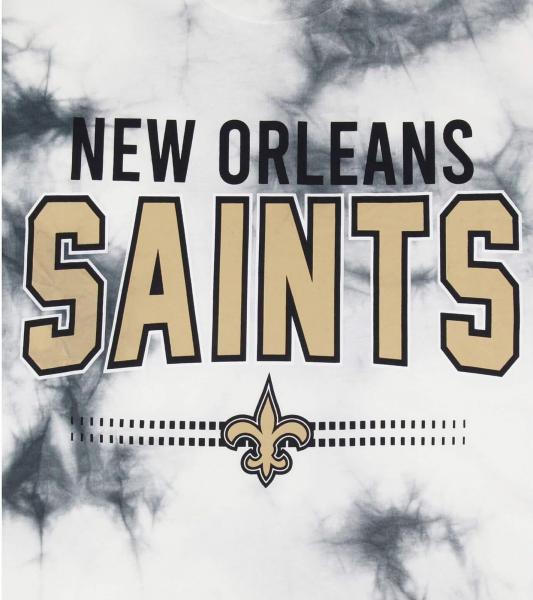 RE:COVERED X NFL Herren T-Shirt New Orleans Saints Logo-Schriftzug Baumwoll-Shirt Rundhals-Shirt RCNFL1395 Grau