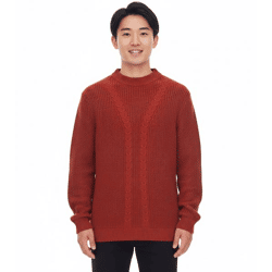 Herren Strick-Pullover mit Zopfmuster nachhaltiger Rundhals-Sweater 970108 Rost-Braun