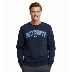 11 PROJECT Davin Herren Sweater mit UNIVERSITY Frontprint Baumwoll-Sweatshirt 20715943 194024 Dunkelblau