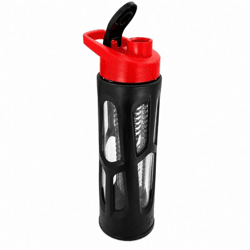 Green Canteen Trinkflasche mit Flip-Cap-Verschluss, Glas, schwarz/rot, 561 ml