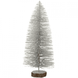 J-Line kerstboom op voet glitter zilverkleurig 37 cm