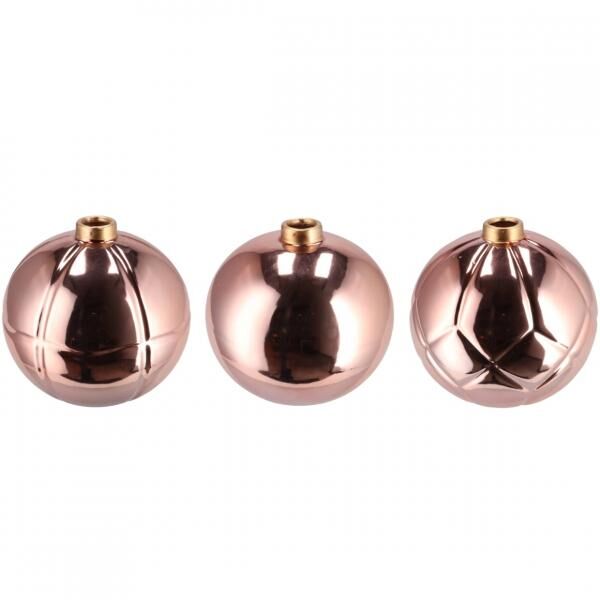 Vase Christmasball copper colored 19 cm 3 assorted