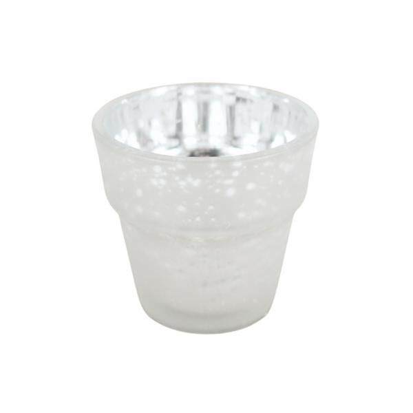 Tea light holder Basic frosted glass silver 7 cm