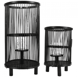 Laterne Saigon schwarz 40,5 cm 2er Set