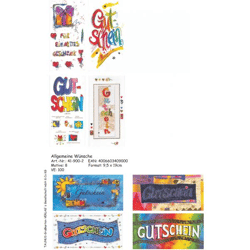 Gutscheinkarten - 100 Stück - 8 Motive