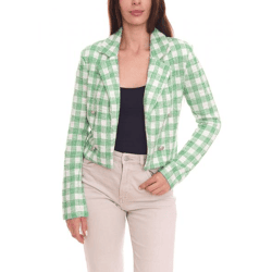 Aniston CASUALS Damen Blazer karierter Kurzblazer mit Zierknöpfen 98869141 Grün