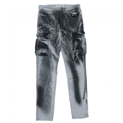 vsct Keanu Men's Slim-Fit Cargo Pants in a Distressed Denim Look with Splashes of Color D5643250 Gray
