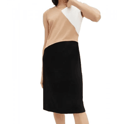 elegantes Damen Business-Kleid ärmelloses Etui-Kleid Jersey-Kleid 957594 Schwarz/Camel/Weiß