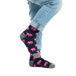 1 Paar Moustard Kinder-Socken aus Baumwolle Stopper-Socken mit Elefanten-Print Kleinkinder-Socken 20S-ELEP Schwarz/Rosa/Grau