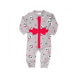 weihnachtlicher Kleinkinder Body für Babys mit Schneemann-Print Baumwoll-Einteiler mit großer Schleife Strampler 951686 Grau/Rot