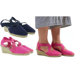 Citywalk Wedges Damen Keilabsatz-Sandalen mit Gummizug Espadrilles Sandalette 11007623 Pink oder 89353835 Dunkelblau