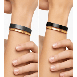 Calvin Klein Damen Armreif-Set im Zweiton-Design Edelstahl-Armband Schmuck KJ06BD2001 in Schwarz/Gold, Silber/Rosegold, Silber/Gold oder Du