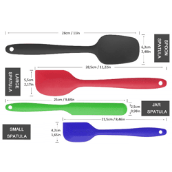 Teigschaber-Set (4-teilig) Silikonspatel Teigspachtel Backzubehör mit Metallkern bis 220° BPA frei 