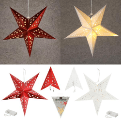 LED Papierstern 5 Zacken, S,  2/s, 4 LED, 45cm d
