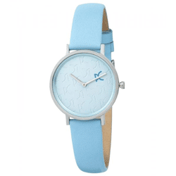 Pierre Cardin Damen Armband-Uhr mit Marken-Kürzel-Print analoge Quarz-Uhr mit Leder-Armband 3ATM 31mm CBV.1521 Blau/Silber