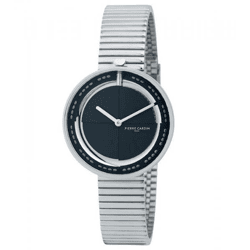 Pierre Cardin Damen Armband-Uhr zeitloses Ziffernblatt analoge Quarz-Uhr mit Edelstahl-Armband 3ATM 32mm CMA.0008 Silber/Schwarz